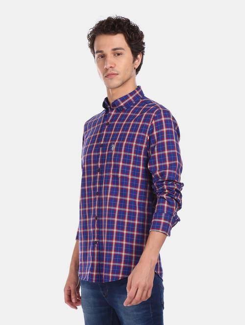 blue checkered casual shirt - 18163678 - Very Small Image - 1