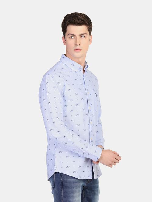 light blue printed casual shirt - 18163690 - Very Small Image - 1