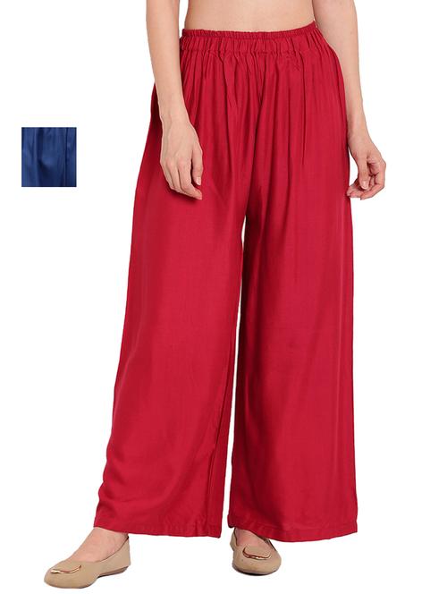 set of 2 solid flared palazzo - 18165165 - Very Small Image - 1