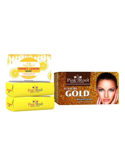 pink root honey lemon soap 100gm (pack of 3) with pink root gold bleach 250gm - 18165792 - Very Small Image - 1