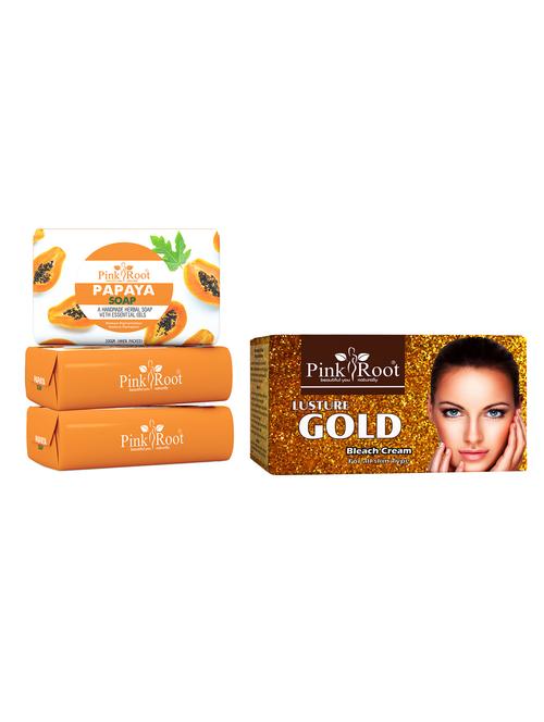 pink root papaya soap 100gm (pack of 3) with pink root gold bleach 250gm - 18165919 - Very Small Image - 1