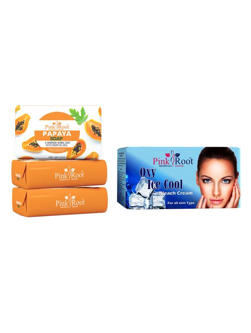 pink root papaya soap 100gm (pack of 3) with pink root oxy bleach 250gm - 18165924 - Very Small Image - 1