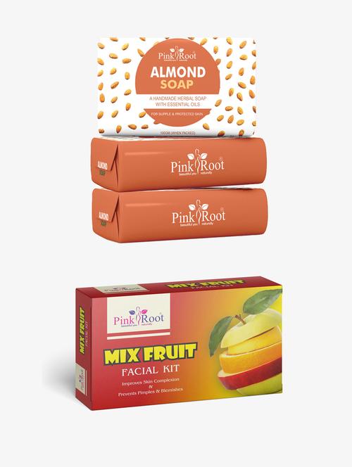 pink root aloevera soap 100gm (pack of 3) with pink root mix fruit facial kit - 18167623 - Very Small Image - 1