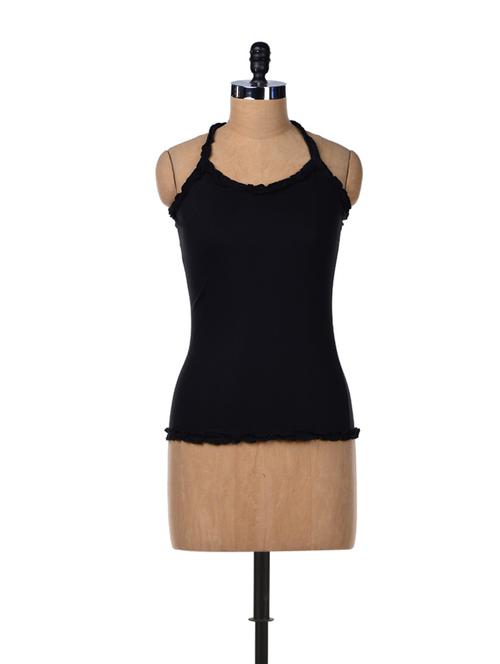 black racer back frill top - 18168 - Very Small Image - 1