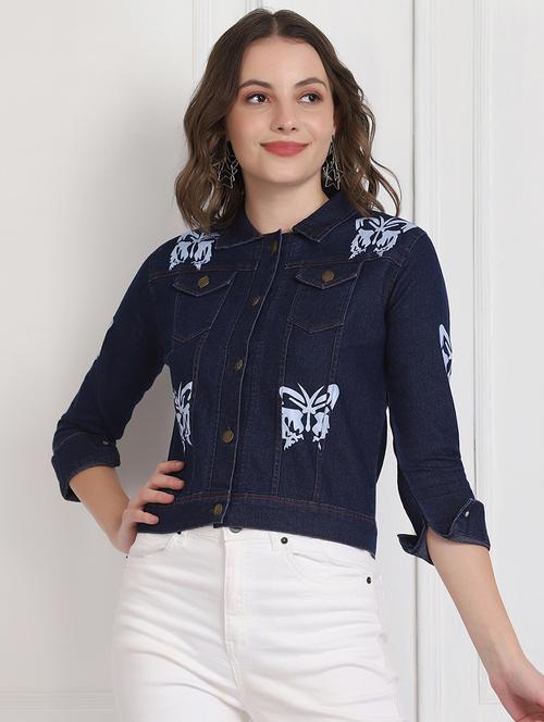 dark blue denim summer jacket - 18170958 - Very Small Image - 1