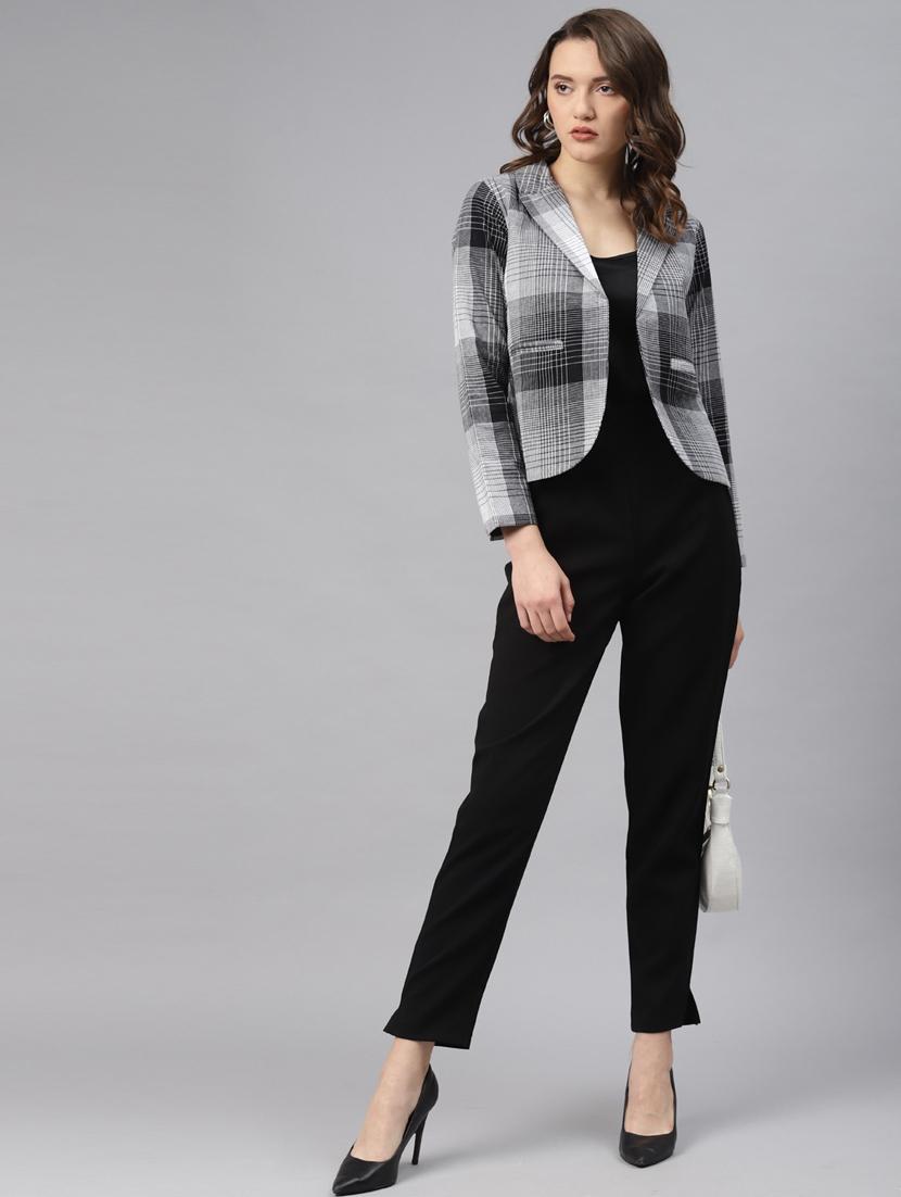 grey checked formal blazer - 18171205 - Standard Image - 2