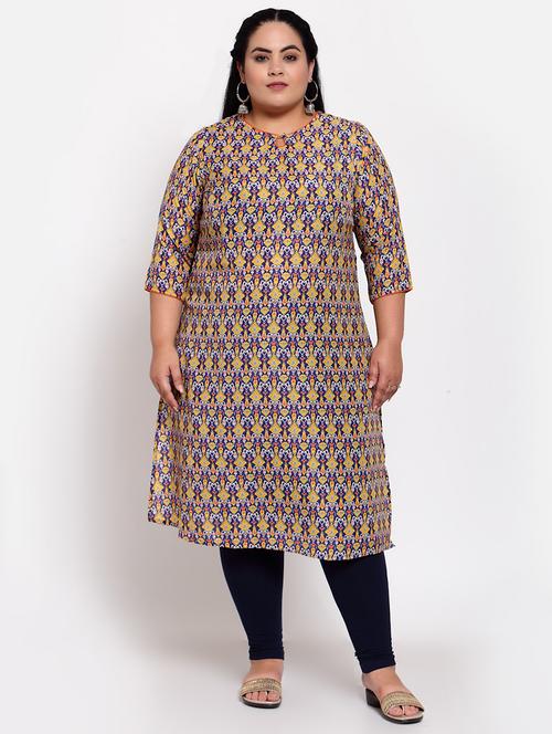 multi colored cotton aline kurta - 18171224 - Very Small Image - 1