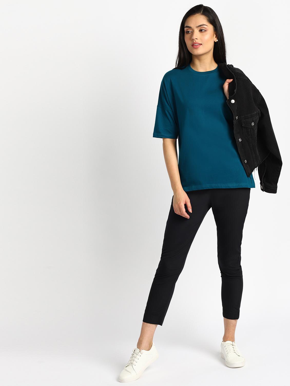 women's plain round neck t-shirt - 18171324 - Zoom Image - 2
