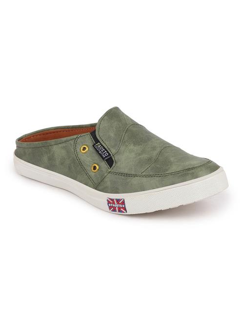green pu slip on slipons - 18172702 - Very Small Image - 1