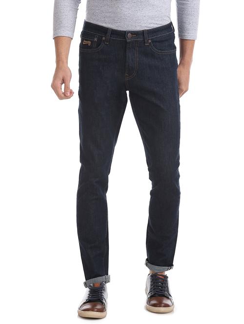 dark blue color cotton blend distressed jeans - 18173208 - Very Small Image - 1