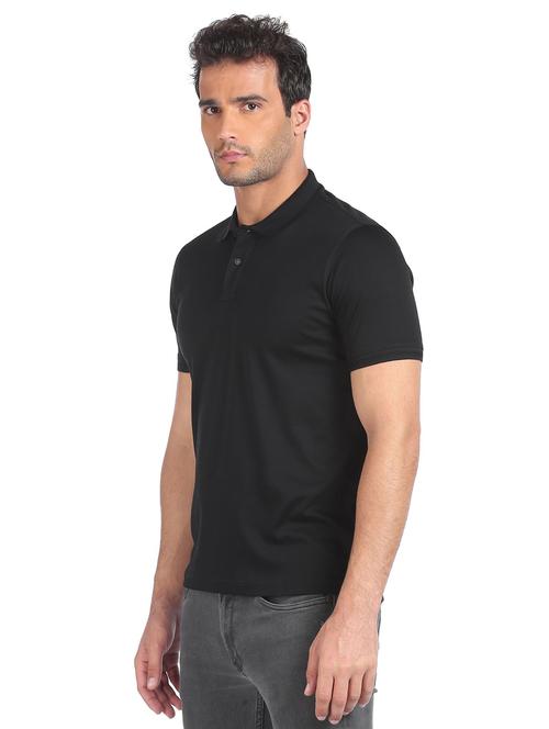 black solid polo t-shirt - 18174727 - Very Small Image - 1