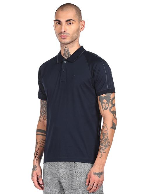 navy blue solid polo t-shirt - 18174734 - Very Small Image - 1