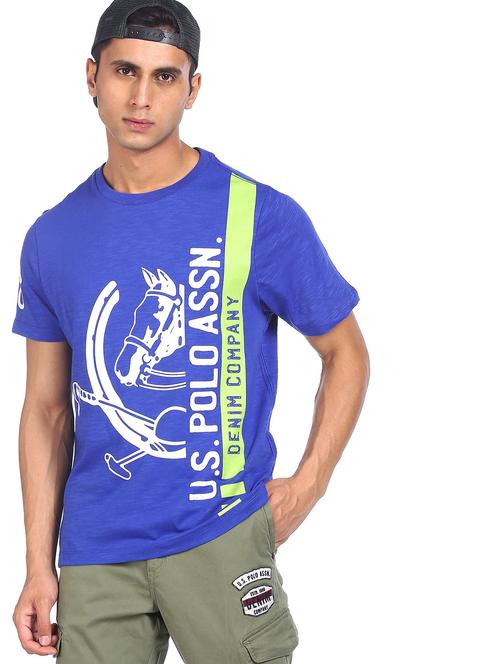 blue front-printed t-shirt - 18174889 - Very Small Image - 1