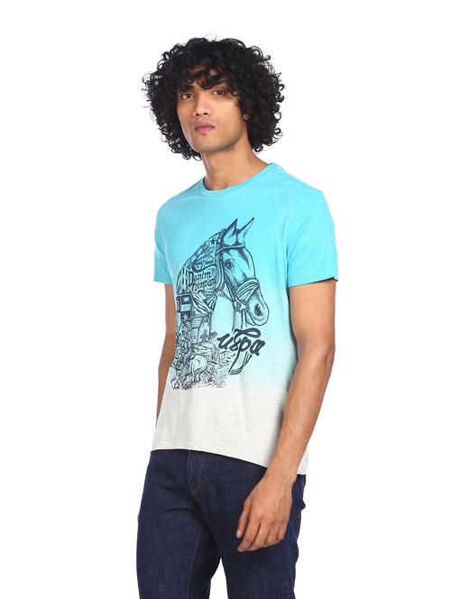 blue chest-printed t-shirt - 18174892 - Very Small Image - 1