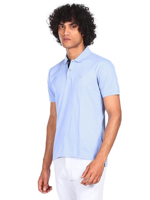 blue solid polo t-shirt - 18174935 - Very Small Image - 1