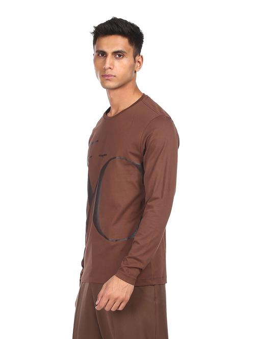 brown front print t-shirt - 18174962 - Very Small Image - 1