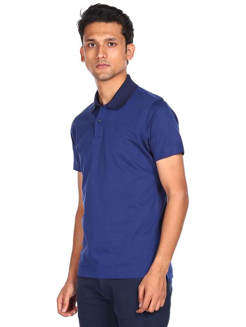 blue solid polo t-shirt - 18175054 - Very Small Image - 1