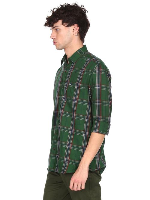 bottle green checkered formal shirt - 18175244 - Very Small Image - 1