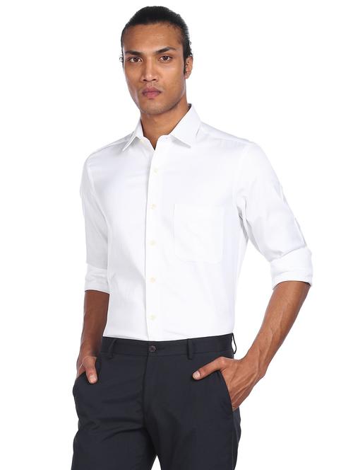 white  solid formal shirt - 18175258 - Very Small Image - 1