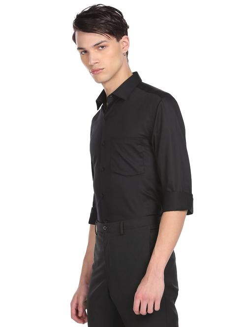 black solid formal shirt - 18175274 - Very Small Image - 1
