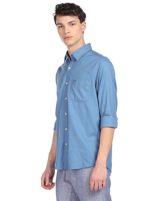 blue solid formal shirt - 18175323 - Very Small Image - 1