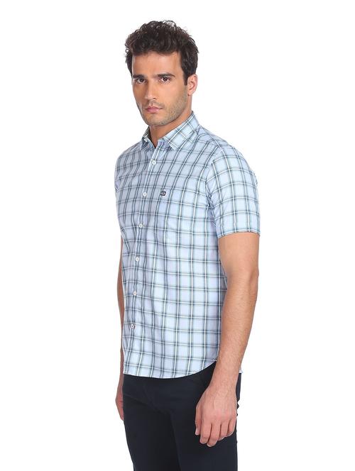 blue checkered casual shirt - 18175429 - Very Small Image - 1