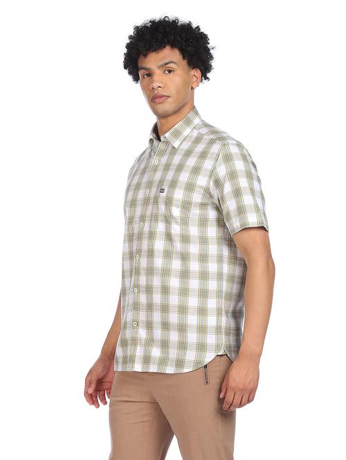 beige checkered casual shirt - 18175431 - Very Small Image - 1