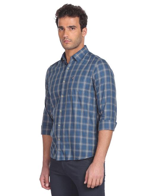 blue checkered casual shirt - 18175464 - Very Small Image - 1