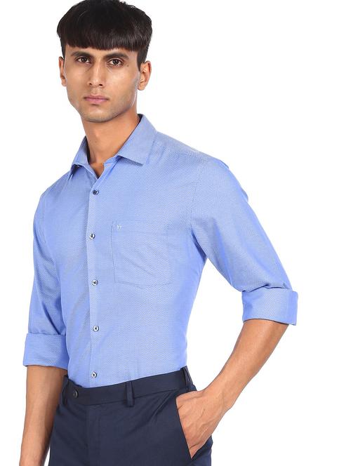 blue self design casual shirt - 18175488 - Very Small Image - 1