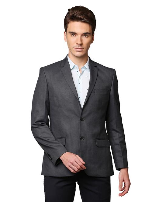 grey solid formal blazer - 18175769 - Very Small Image - 1