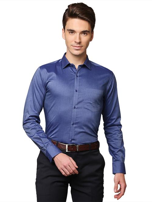 blue solid formal shirt - 18175880 - Very Small Image - 1