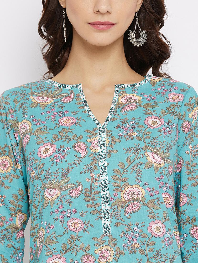 floral printed kurta palazzo set - 18177011 - Zoom Image - 4