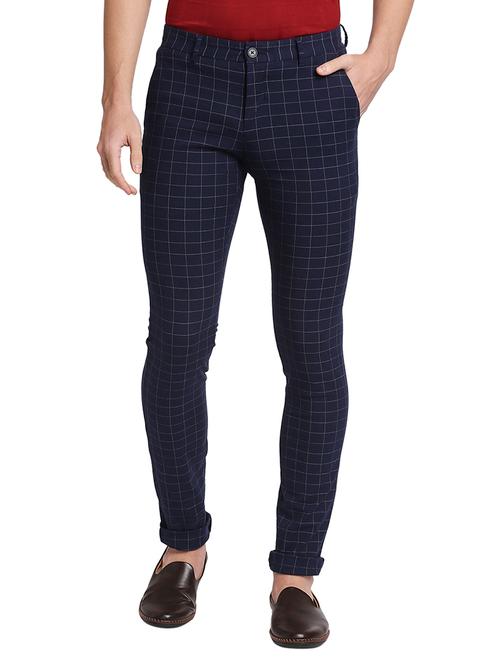 blue checked chinos casual trouser - 18177120 - Very Small Image - 1