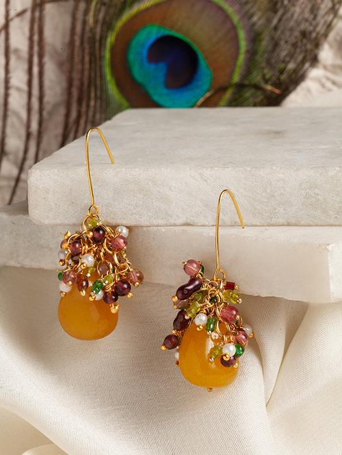 yellow metal drop earring - 18177277 - Very Small Image - 1