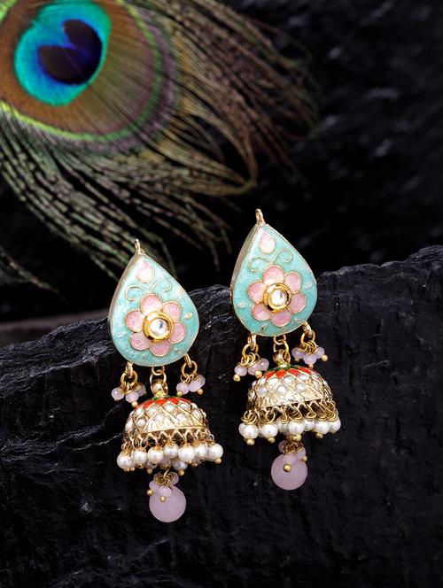 blue silver jhumka earring - 18177351 - Very Small Image - 1