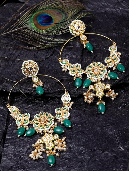 green metal drop earring - 18177359 - Very Small Image - 1