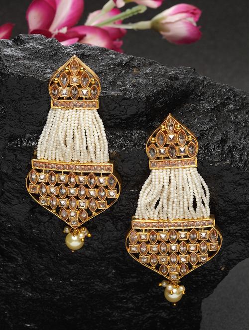 white metal drop earring - 18177390 - Very Small Image - 1