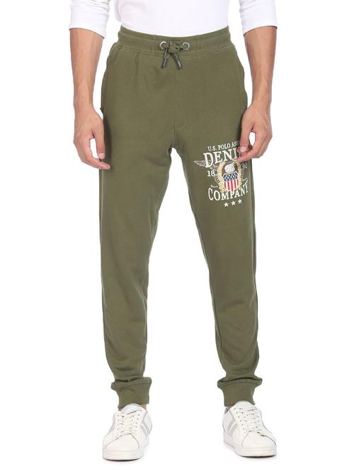 olive green solid joggers track pant - 18177675 - Very Small Image - 1