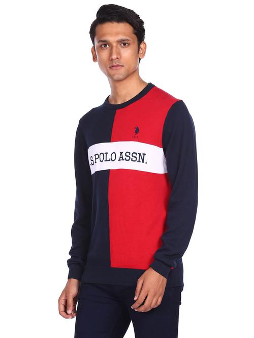 blue color-blocked pullover - 18177725 - Very Small Image - 1