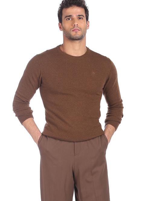brown solid pullover - 18177817 - Very Small Image - 1
