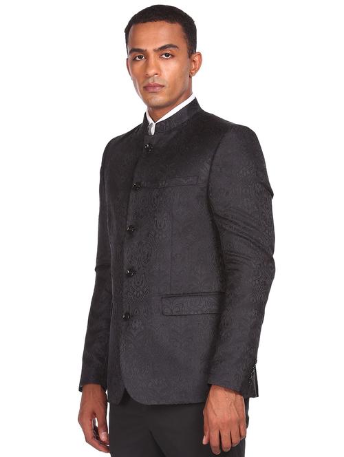 black polyester single breasted casual blazer - 18178062 - Very Small Image - 1