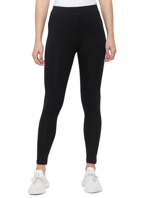 black solid ankle length active wear tights - 18178515 - Very Small Image - 1