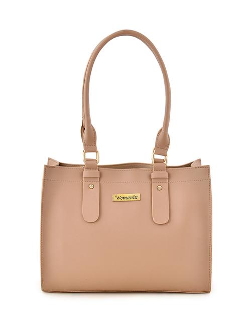 beige leatherette (pu) handbag - 18178949 - Very Small Image - 1