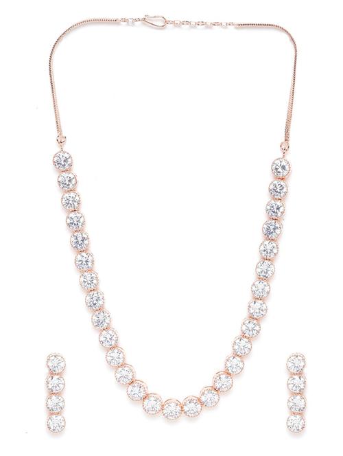rose gold-plated ad-studded handcrafted jewellery set - 18179461 - Very Small Image - 1