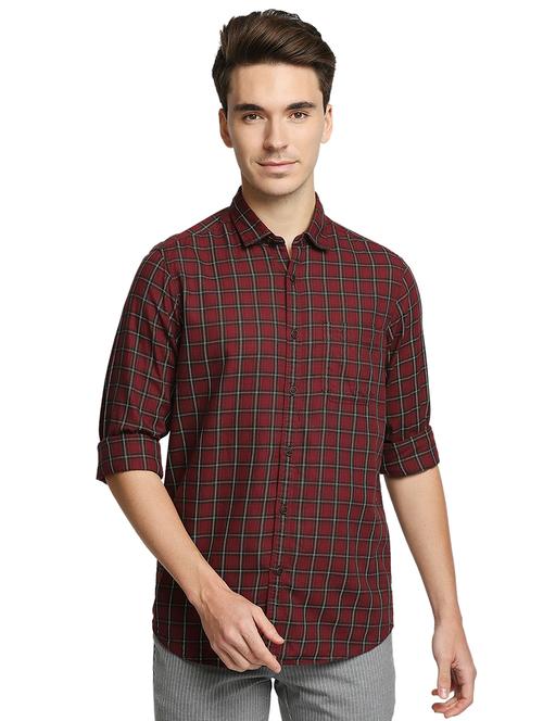 maroon checkered casual shirt - 18179986 - Very Small Image - 1