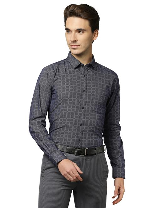 blue checkered formal shirt - 18180211 - Very Small Image - 1