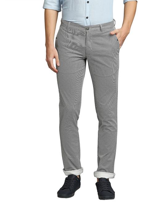 black solid flat front casual trouser - 18180370 - Very Small Image - 1