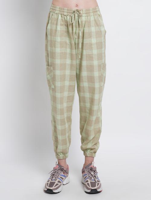 drawstring waist checkered jogger - 18181389 - Very Small Image - 1