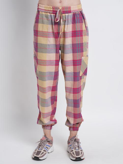 drawstring waist checkered jogger - 18181393 - Very Small Image - 1