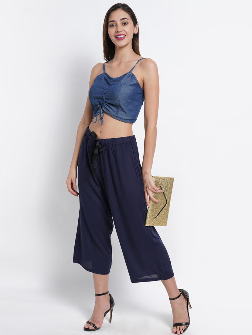 women solid mid rise culottes - 18181397 - Zoom Image - 3